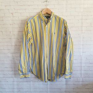 Ralph Lauren Shirt Mens Large Blue Yellow Button Up Long Sleeve Classic Preppy